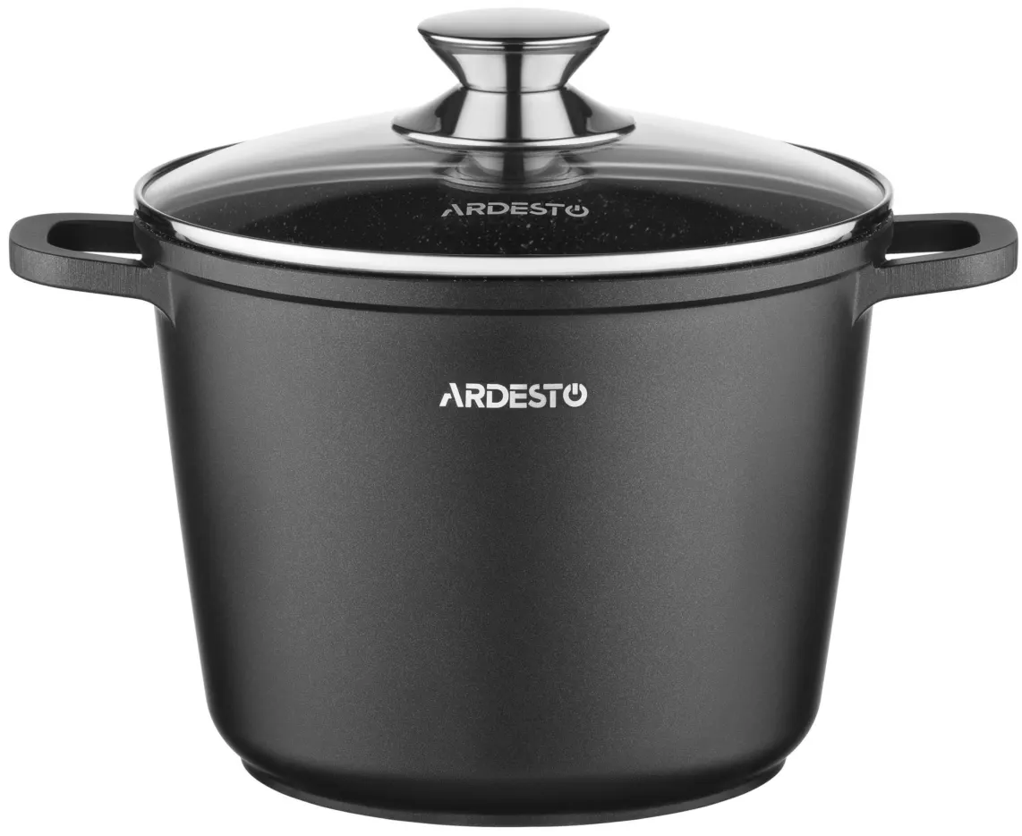 Casserole with glass lid ARDESTO Gemini, 4l, aluminum, black