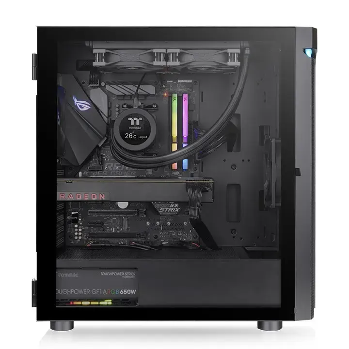 ThermalTake, H590 TG ARGB Mid Tower Chassis Case Black.