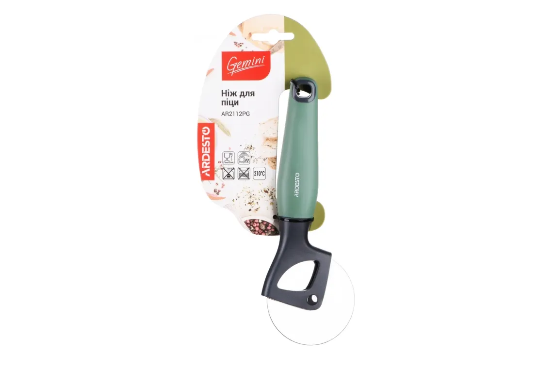 დანა ARDESTO Pizza wheel Gemini, gray/green, s/s, pp with soft touch