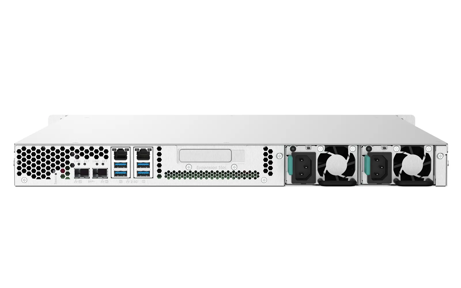 4-Bay AL324 quad-core 1.7 GHz rackmount NAS with 250W redundant PSU, 2GB DDR4 UDIMM RAM (max 16GB), SATA 6Gb/s, 2x 10GbE SFP+ , 2x 2.5GbE, 1x PCIe Gen