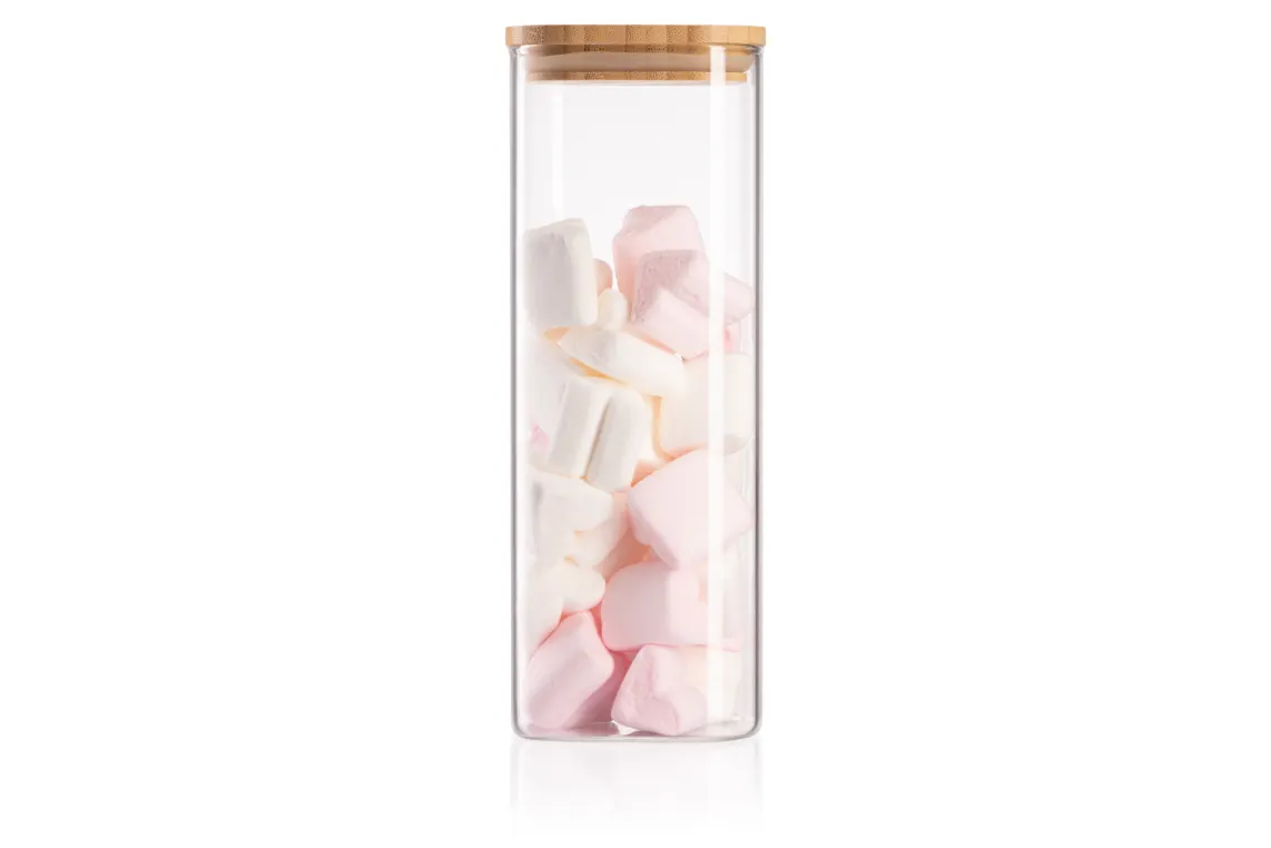 Ardesto Jar Fresh, 1000ml, glass, bamboo, square, transparent