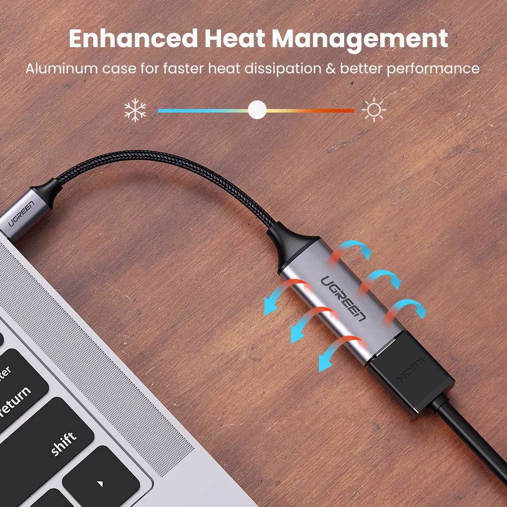 USB ადაპტერი UGREEN CM297 (70444), Type-C to HDMI Convertor, Gray