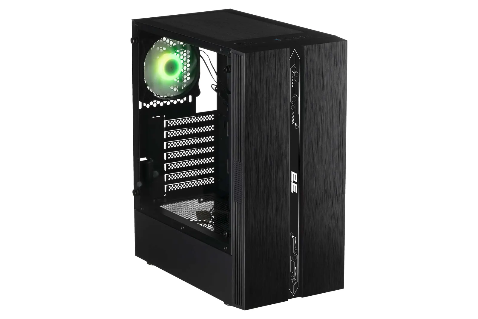 ქეისი 2E GAMING Computer case RUNA (G2107) MidT, 2xUSB2.0, 1xUSB3.0,1x120mm ARGB+ ARGB strip,TG (side panel),without PSU,black