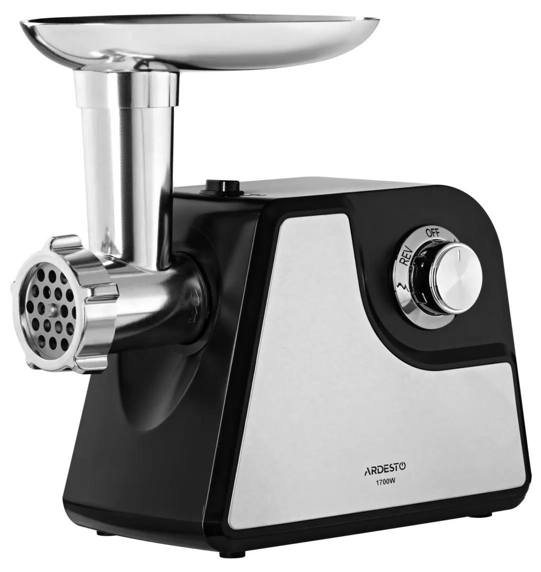 ხორცსაკეპი მანქანა Ardesto meat grinder, 1700W, 1.6kg/min, 2 cutting plates, sausages nozzle, tomato juicer, plastik/metal, black-silver