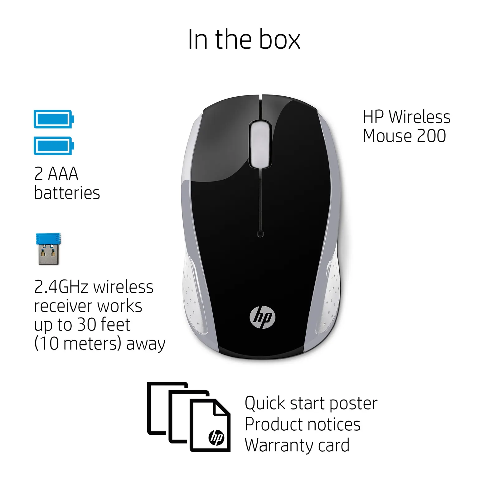 HP 200 Pk Silver Wireless Mouse EURO