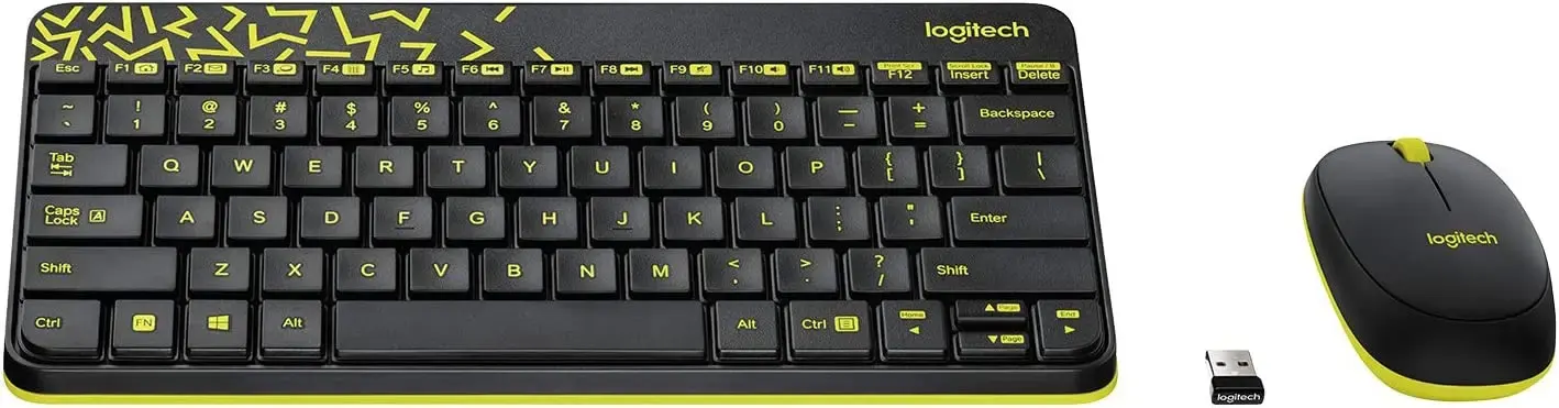 MK240, LOGITECH, Keyboard, Nano Wireless Combo, BLACK/CHARTREUSE .