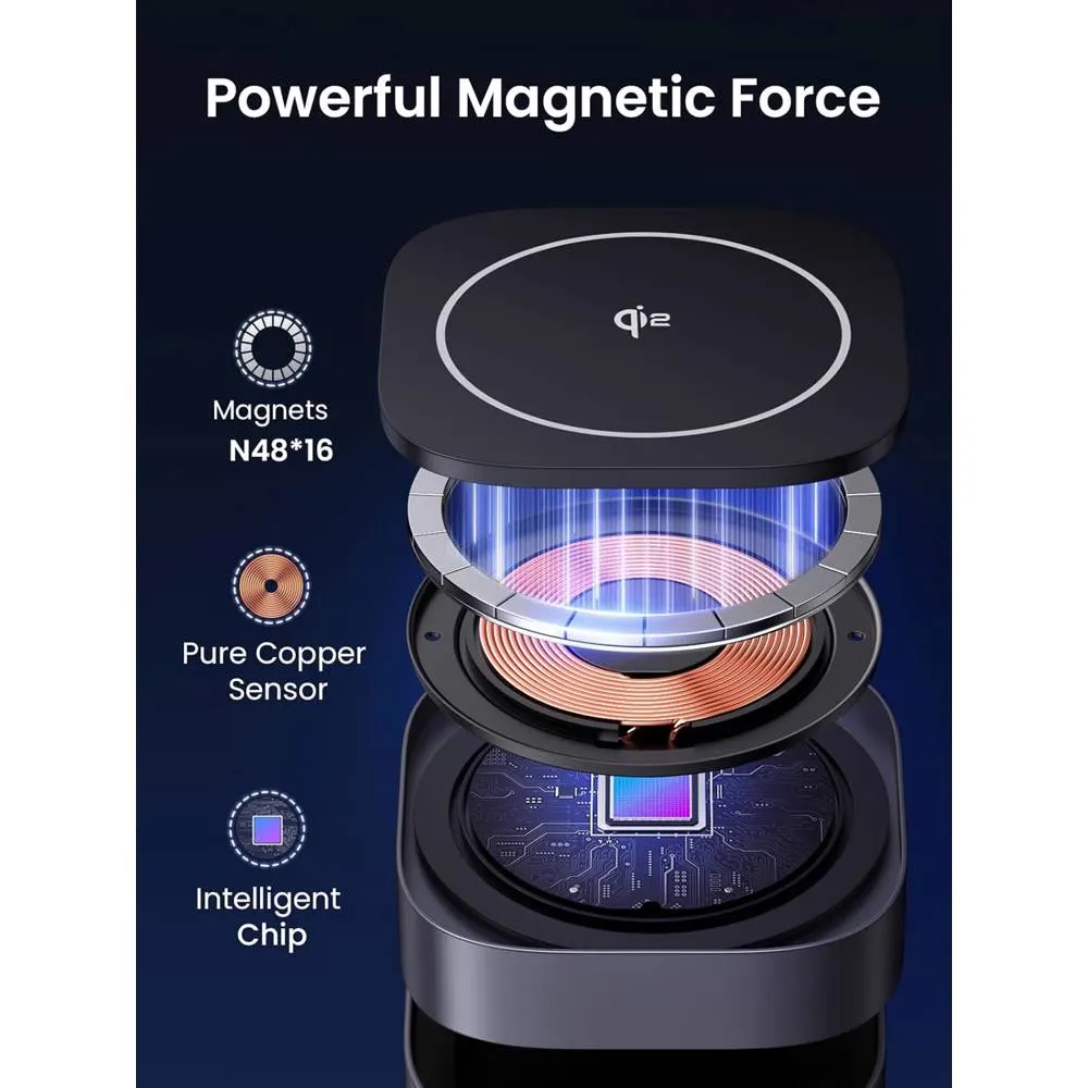 უსადენო დამტენი UGREEN W702 (35316) MagFlow Qi2, 25W, Magnetic Foldable Charging Station, Dark Gray