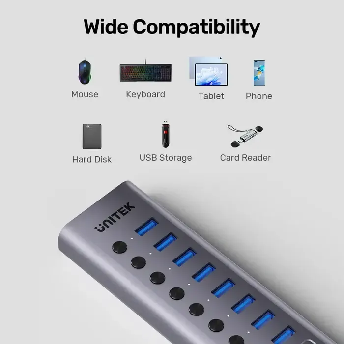H1315B, UNITEK, USB HUB, 10-in-1 USB-C 5Gbps Hub.