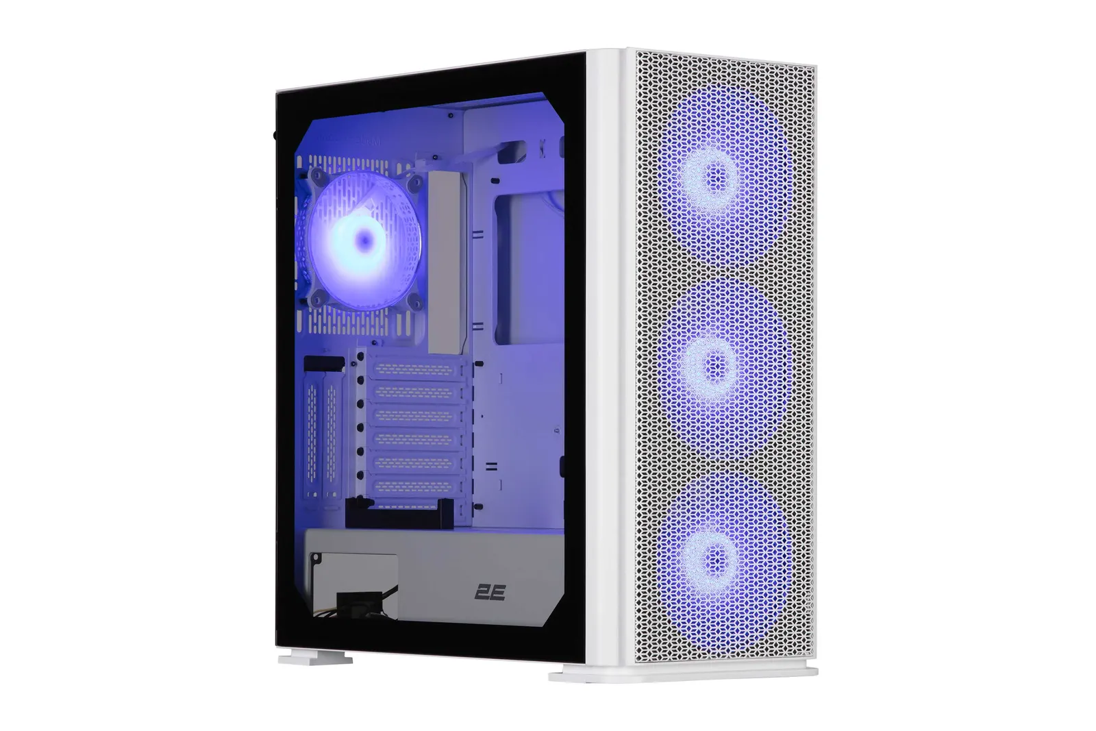 ქეისი 2E GAMING PC case Vertex GI01W without PSU, 2xUSB3.0, 1xUSBType-C, 3x140mm ARGB, 1x120mm ARGB, VGA 380mm, LCS ready, controller with remote, TG Side Panel, EATX, white