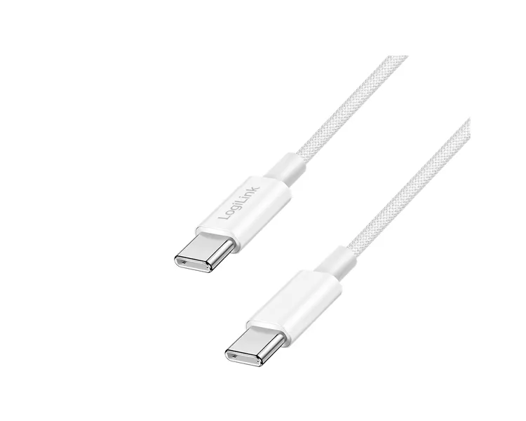კაბელი Logilink CU0342 USB-C to USB-C Cable 60W Nylon White 1.5m
