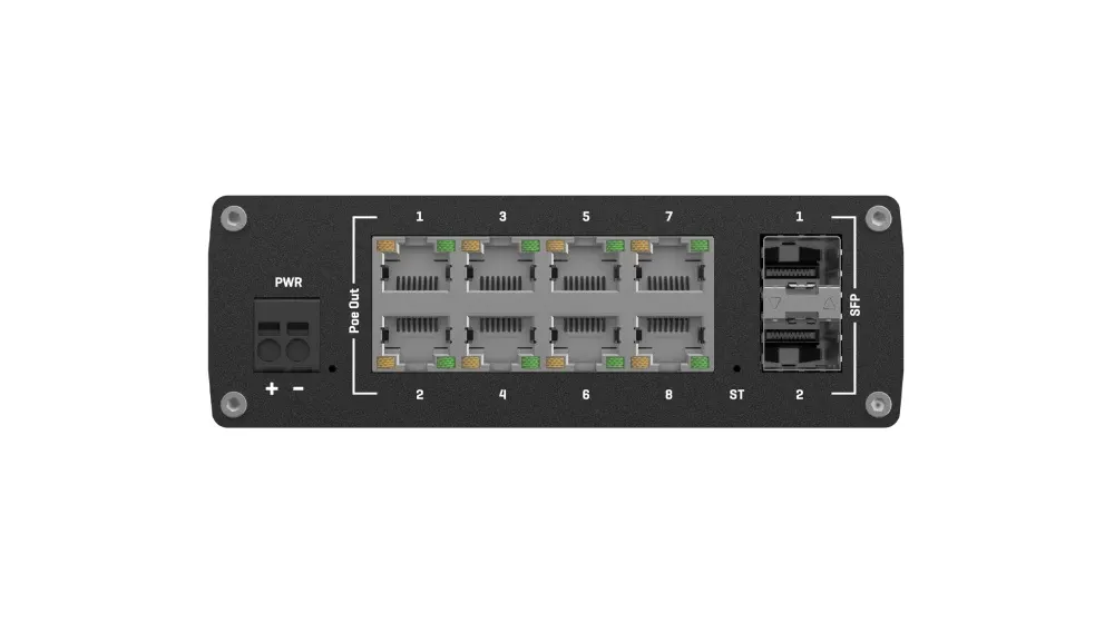 PoE+ L2 managed Switch 8 10/100/1000, 2 SFP ports, Teltonika TSW202