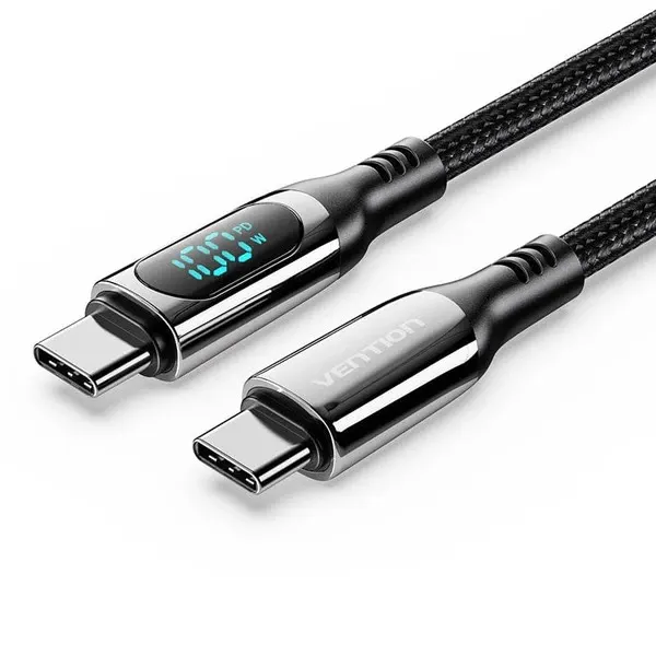Type-C კაბელი VENTION USB Type-C Male to Male LED Cable 1.2M