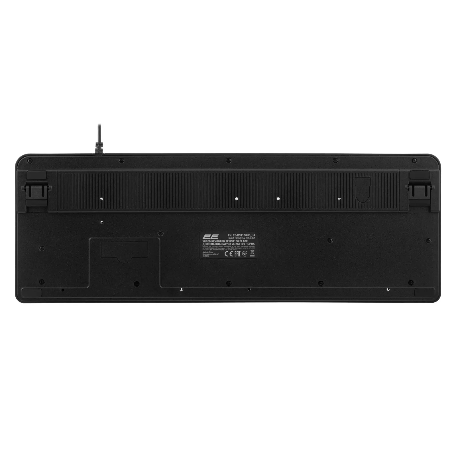 კლავიატურა 2E Membrane keyboard KS1100 104key, 2xUSB HUB, USB-A, EN/UK, black