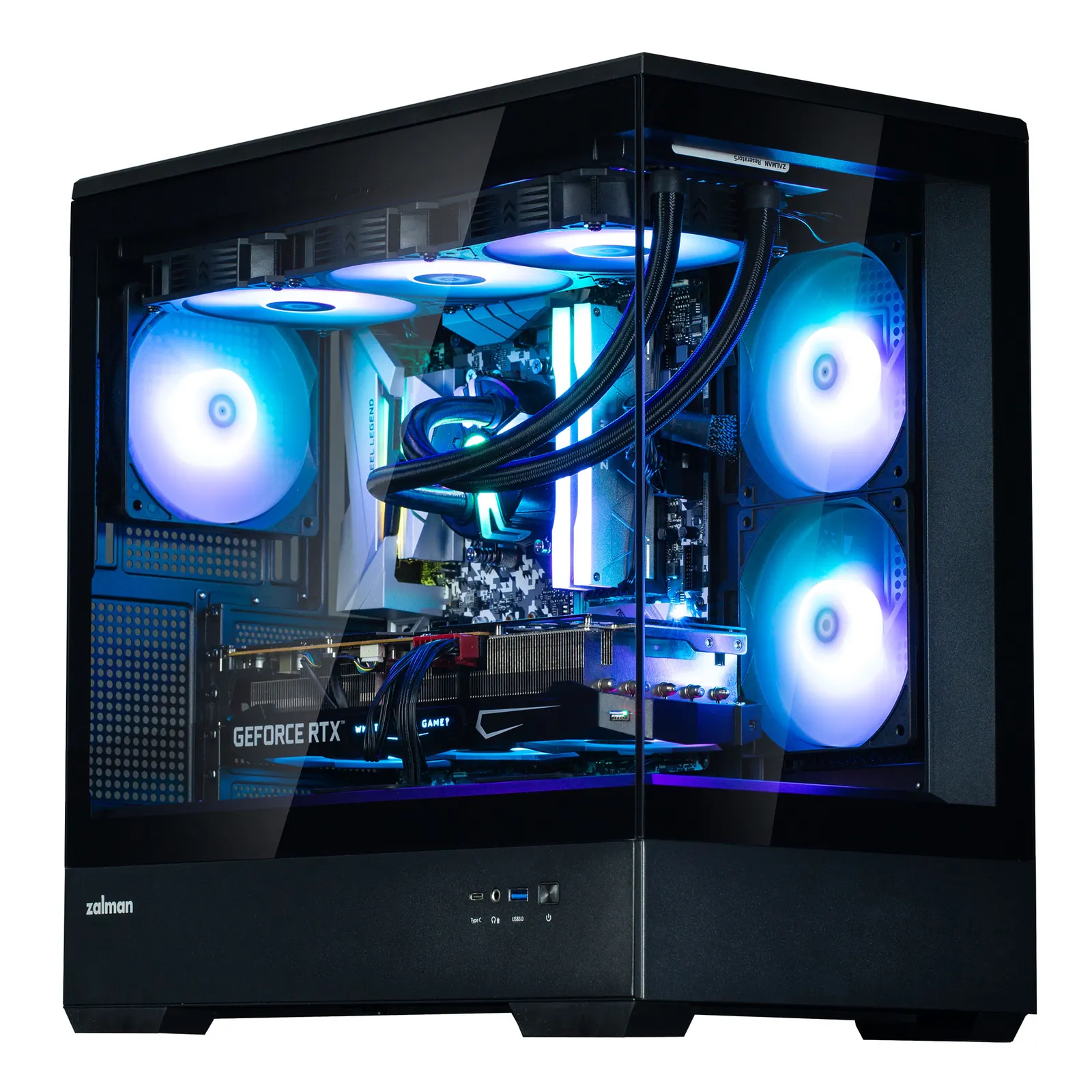 ქეისი Zalman Computer case P30 Black V2, without PSU, 1xUSB3.0, 1xUSB Type-C, 3x120mm ARGB, TG Front/Side Panel, mATX, Black