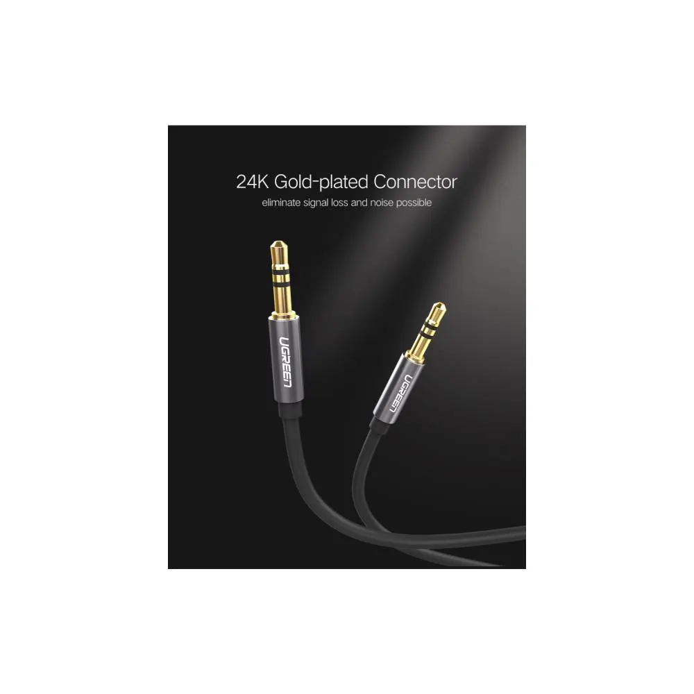 აუდიო კაბელი UGREEN AV119 (10732), 3.5mm Male to 3.5mm Male Cable, 0.5m, Black