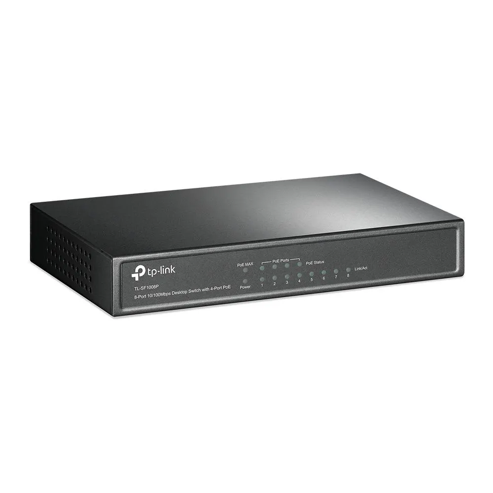 TP-Link, TL-SF1008P, 8-port 10/100M Desktop Switch, 4 PoE 10/100M RJ45 ports, Plastic case
