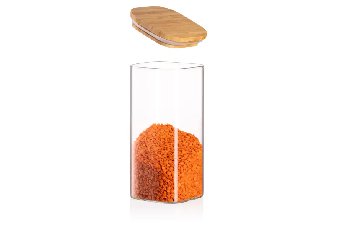 Ardesto Jar Fresh, 700 ml, square, glass, bamboo