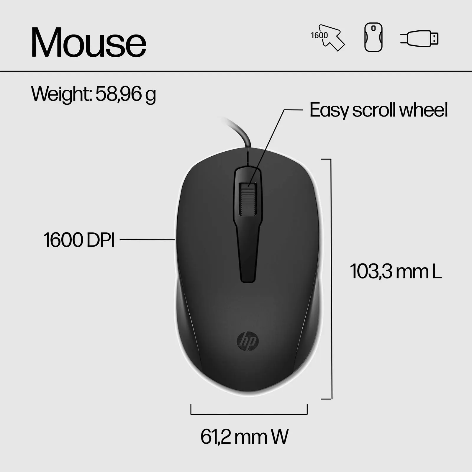 HP 150 Wired Mouse and Keyboard Combination RUSS