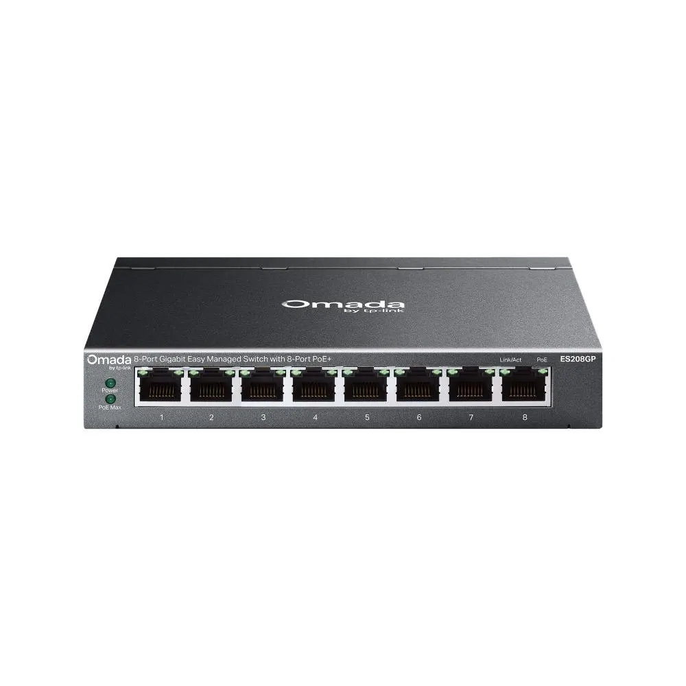 PoE სვიჩი TP-Link, ES208GP, Switch, Omada 8-Port Gigabit Easy Managed Switch with 8-Port PoE+