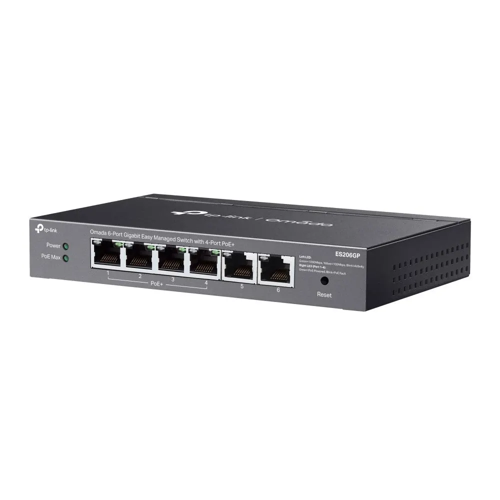 TP-Link, Omada ES206GP, 6-Port Gigabit Easy Managed Switch with 4-Port PoE+