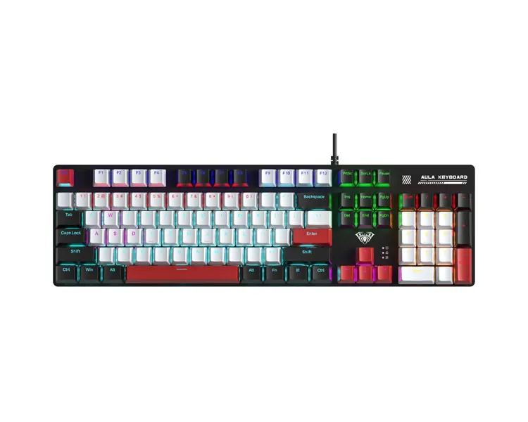 კლავიატურა AULA S500 Zoned RGB Wired Mechanical Gaming Keyboard Black/White/Red (Blue switch)