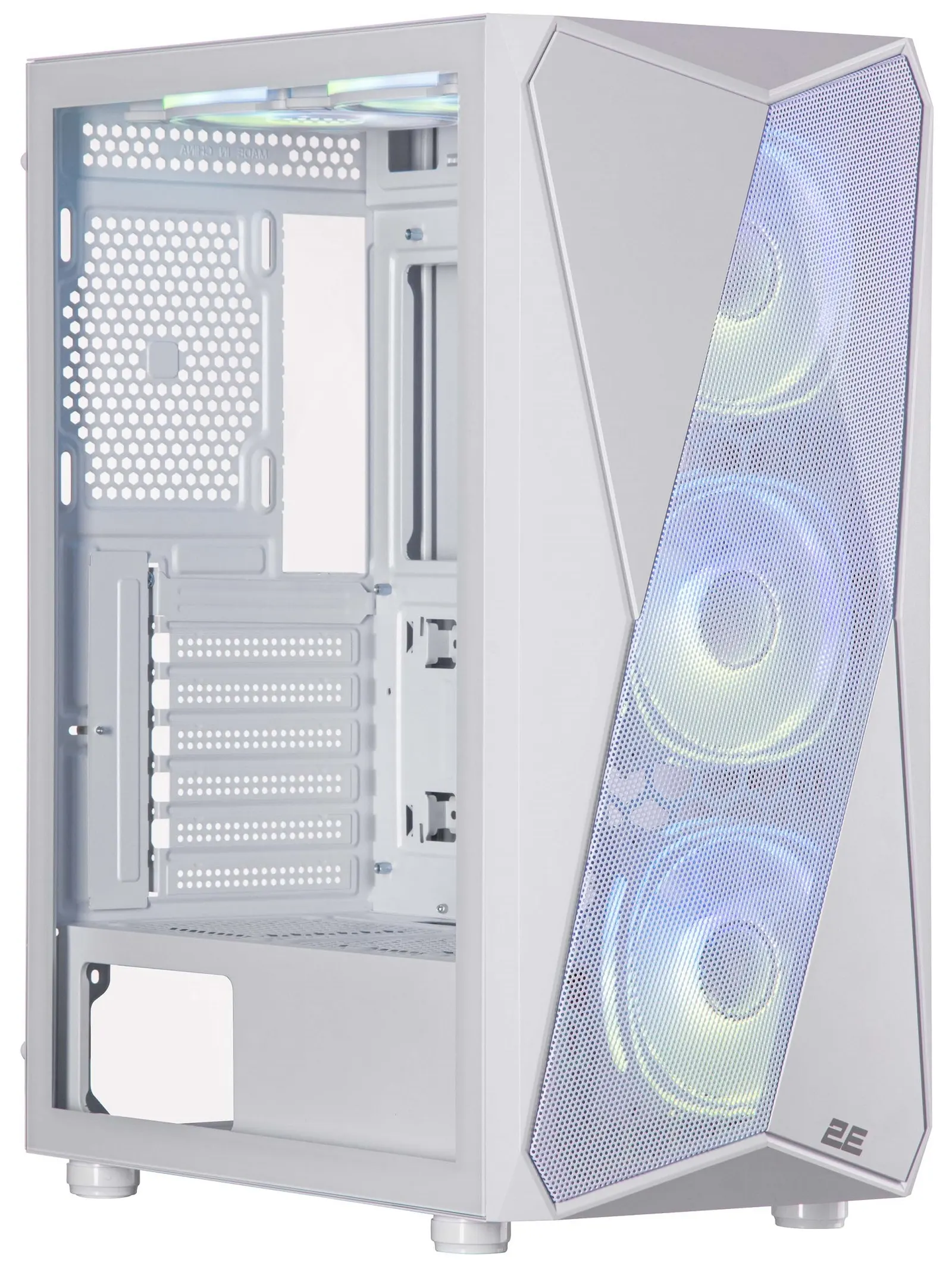 2E GAMING PC case Aruba G3313W, without PSU, 1xUSB3.0, 2xUSB2.0, 5x120mm ARGB, VGA 330mm, LCS ready, HUB, TG Side Panel, ATX, white