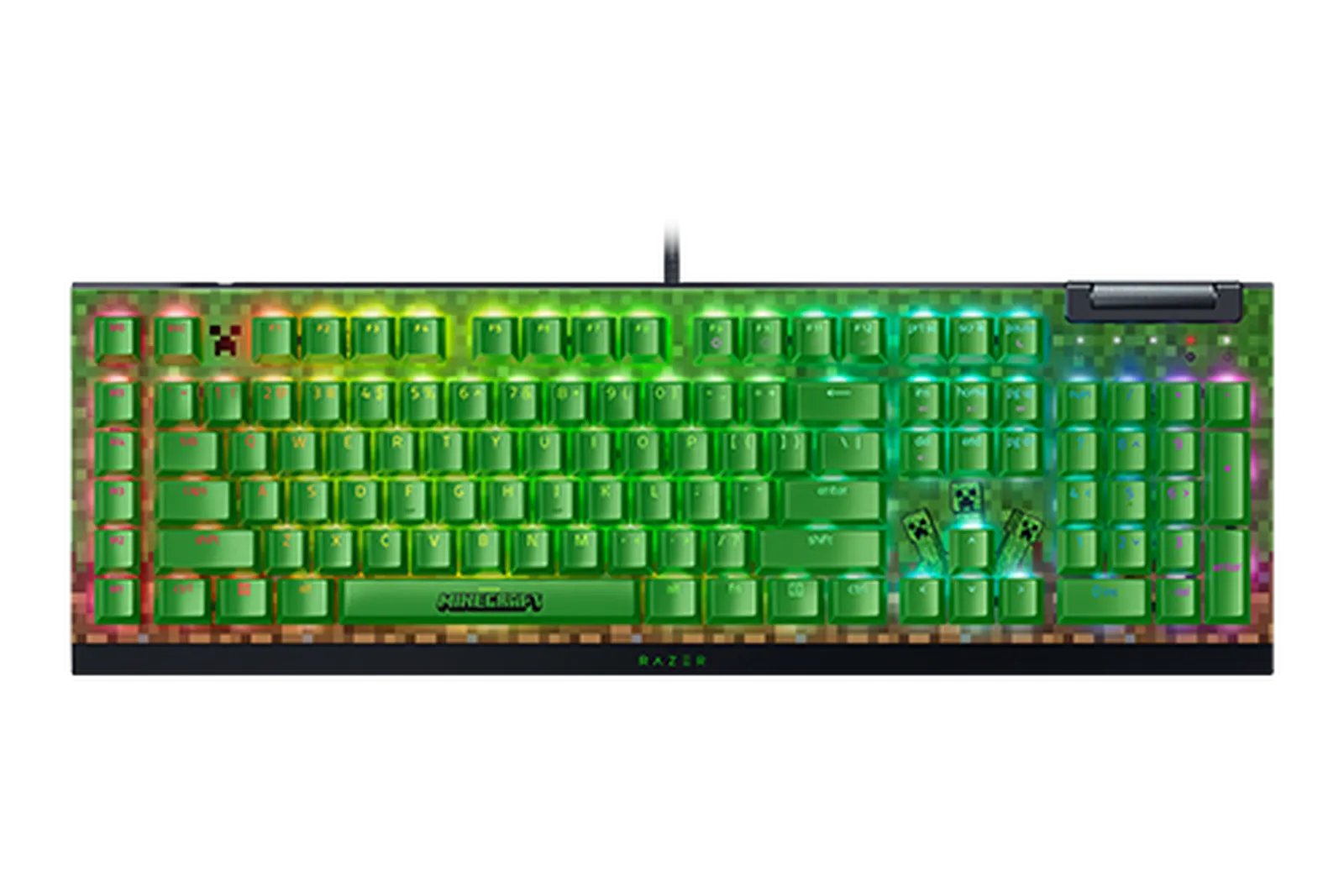 Razer Keyboard mechanical BlackWidow V4 X, 110key, Green Switch, USB-A, EN, RGB, Minecraft Ed