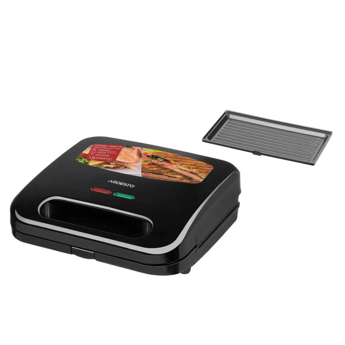 Sandwich maker ARDESTO, 700W, 1 plate-grill, device body-plastic, black