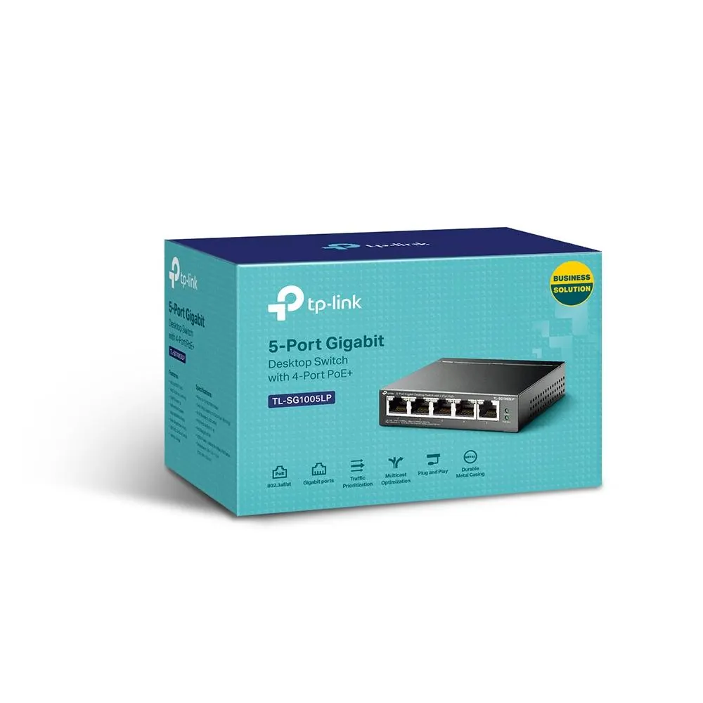 PoE სვიჩი TP-Link, TL-SG1005LP, Switch, 5-Port Gigabit Desktop Switch with 4-Port PoE+.
