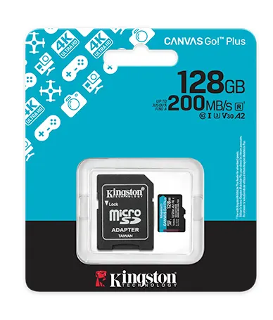 KINGSTON, SDCG4, 128GB, Canvas Go Plus Gen4 Memory Card