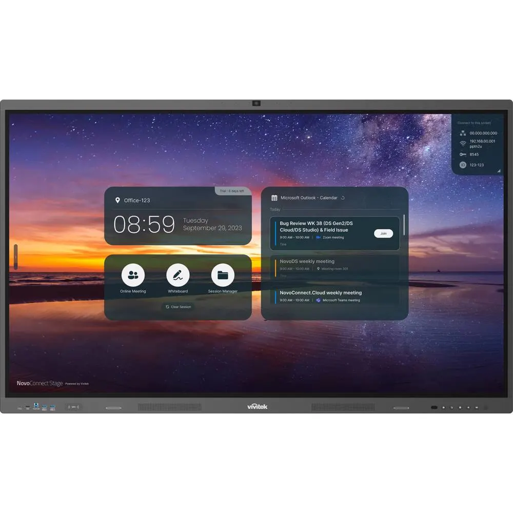 ინტერაქტიული ეკრანი Vivitek NovoTouch BK752iW 75", RAM 4GB, 32GB, Smart Board, Black/Grey + PC Module i5-12450H, 8GB, 256GB SSD, Webcam and microphone