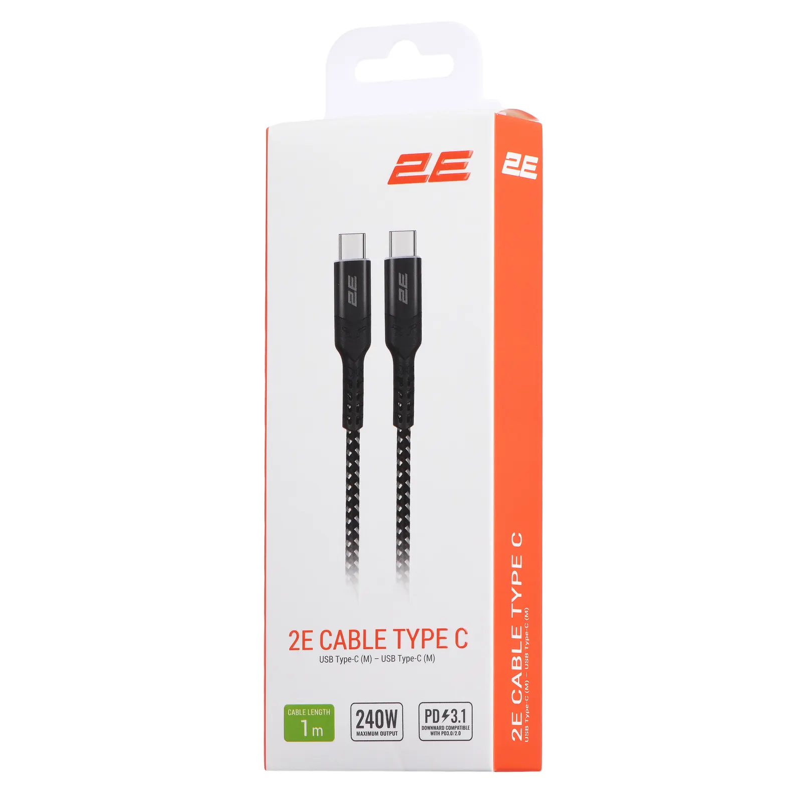 Type-C კაბელი 2E Cable USB-C > USB-C charge/data, 1m, 240W Type-C, Aluminum Shell, black