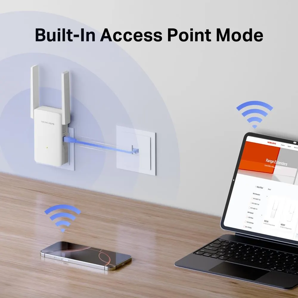Wi-Fi გამაძლიერებელი ME80X, MERCUSYS, ME80X, AX3000 Wi-Fi 6 Range Extender