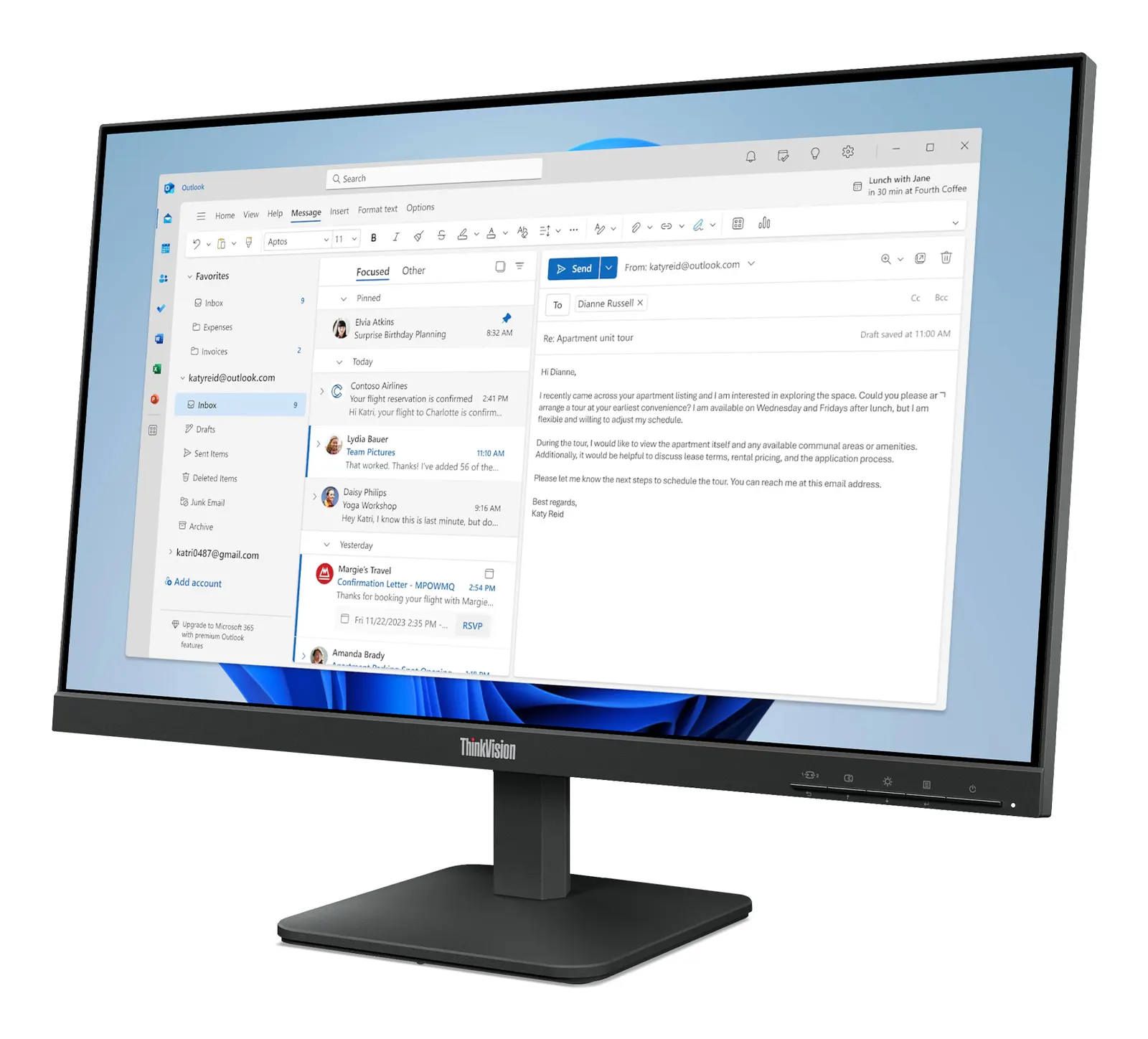 მონიტორი Lenovo ThinkVision S24-4e 23.8"IPS1920x1080, 4ms, 100Hz, 250 nits, 1300:1, 1x HDMI, 1x VGA, Tilt Stand, 3Y