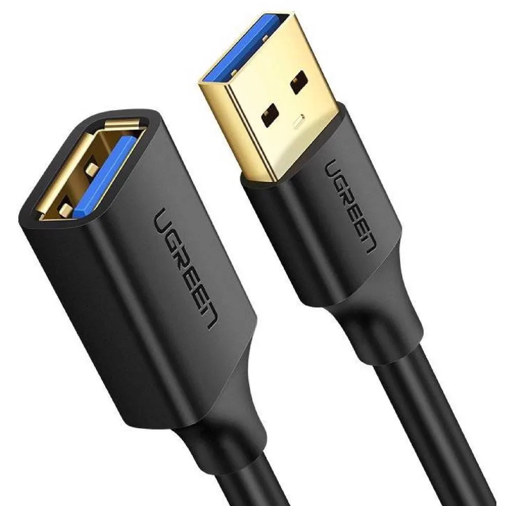 USB დამაგრძელებელი UGREEN US129 (10373), USB 3.0 Male to USB Female, Extension Male Cable, 2m, Black