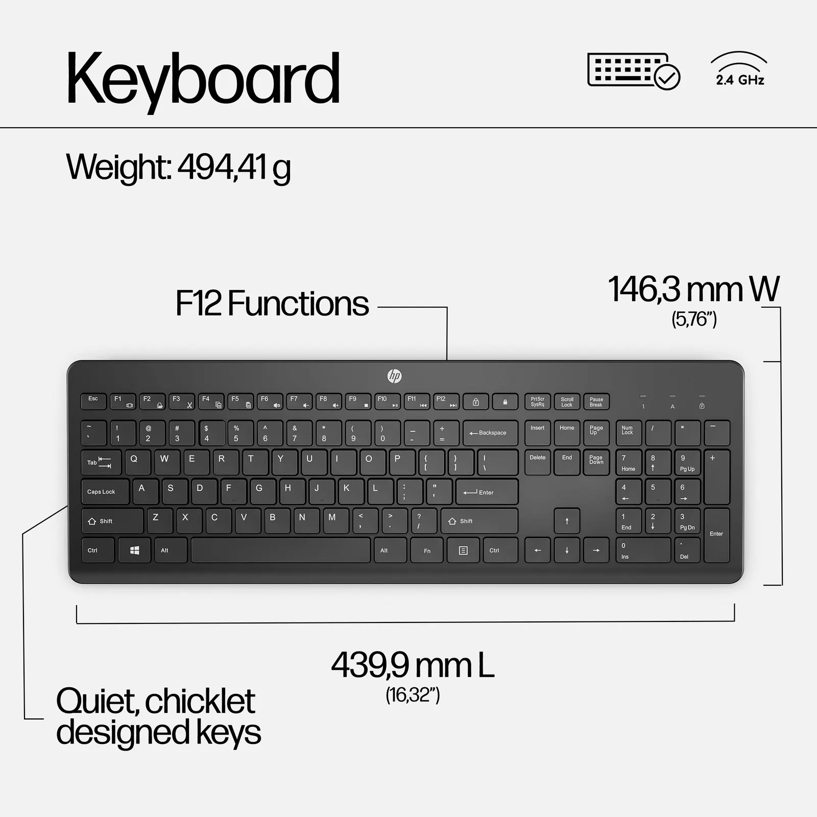 HP 230 Wireless Mouse and Keyboard Combo White RUSS