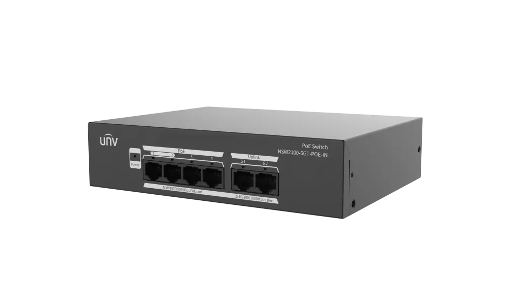 მართვადი PoE სვიჩი -  4P af/at, 2G, Uniview NSW2100-6GT-POE-IN