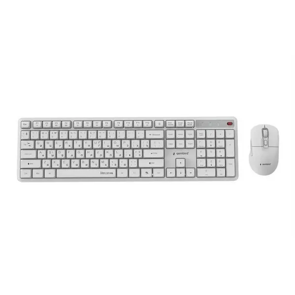 კლავიატურა-მაუსი Gembird KBS-WMS-01-W-CYRL Wireless Combo White