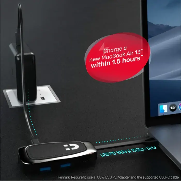 USB ჰაბი D1053A, UNITEK, USB HUB, 4-in-1 USB-C 10Gbps Hub.