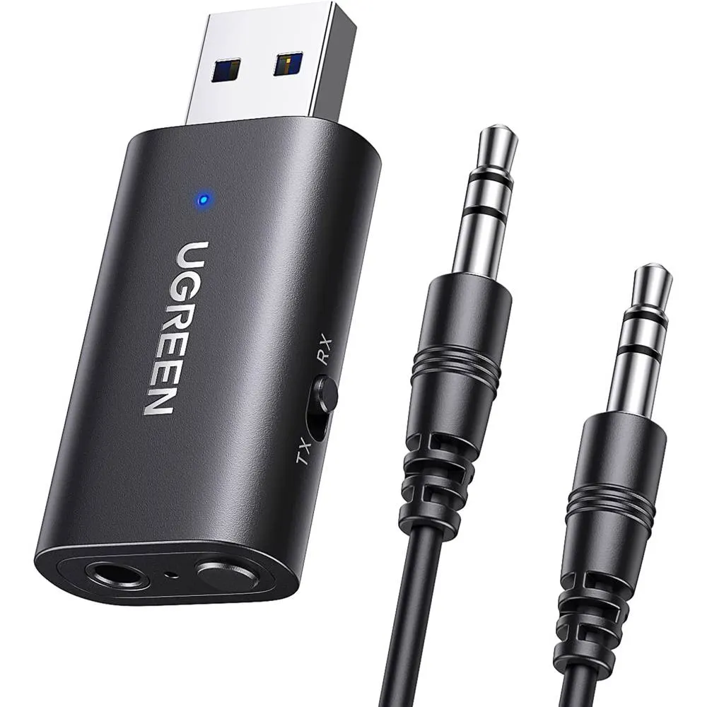 Bluetooth ადაპტერი UGREEN CM523 (60300), USB 2.0 to 3.5mm Bluetooth Transmitter/Receiver Adapter, Black