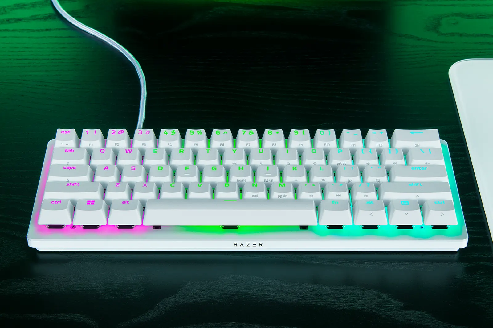 კლავიატურა Razer Keyboard mechanical Huntsman V3 Pro Mini, 61key, Analog Optical Switches, USB-A, EN, RGB, white