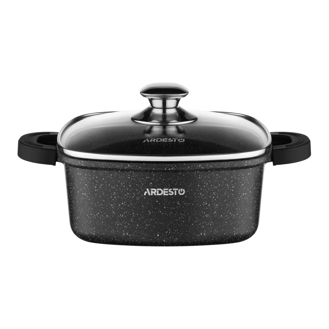 Casserole with glass lid ARDESTO Gemini, 2.3l, aluminum, square, black