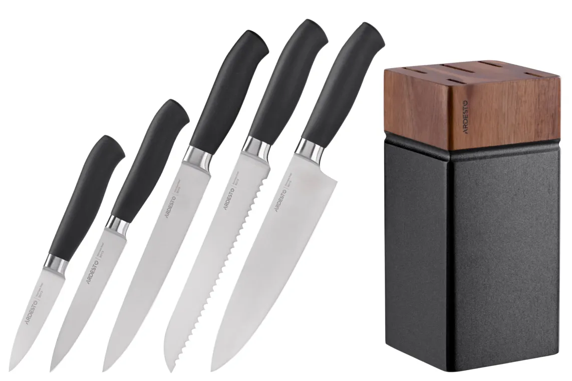 Ardesto Knife set Black Mars 6pcs., s/s, wooden block