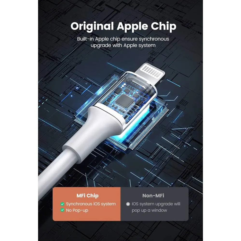 USB cable UGREEN US155 (80822), MFi, USB to Lightning, 1m, Black