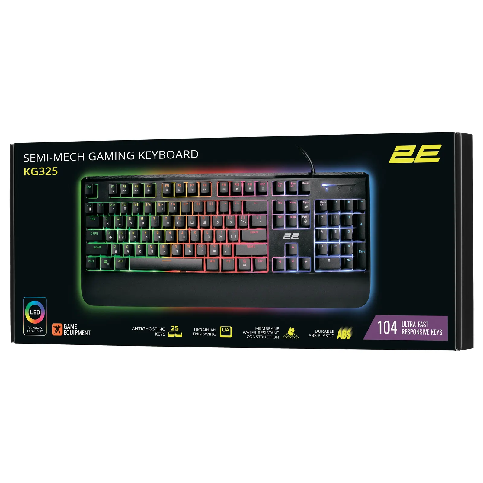 კლავიატურა 2E GAMING Keyboard KG325 LED USB Black Ukr