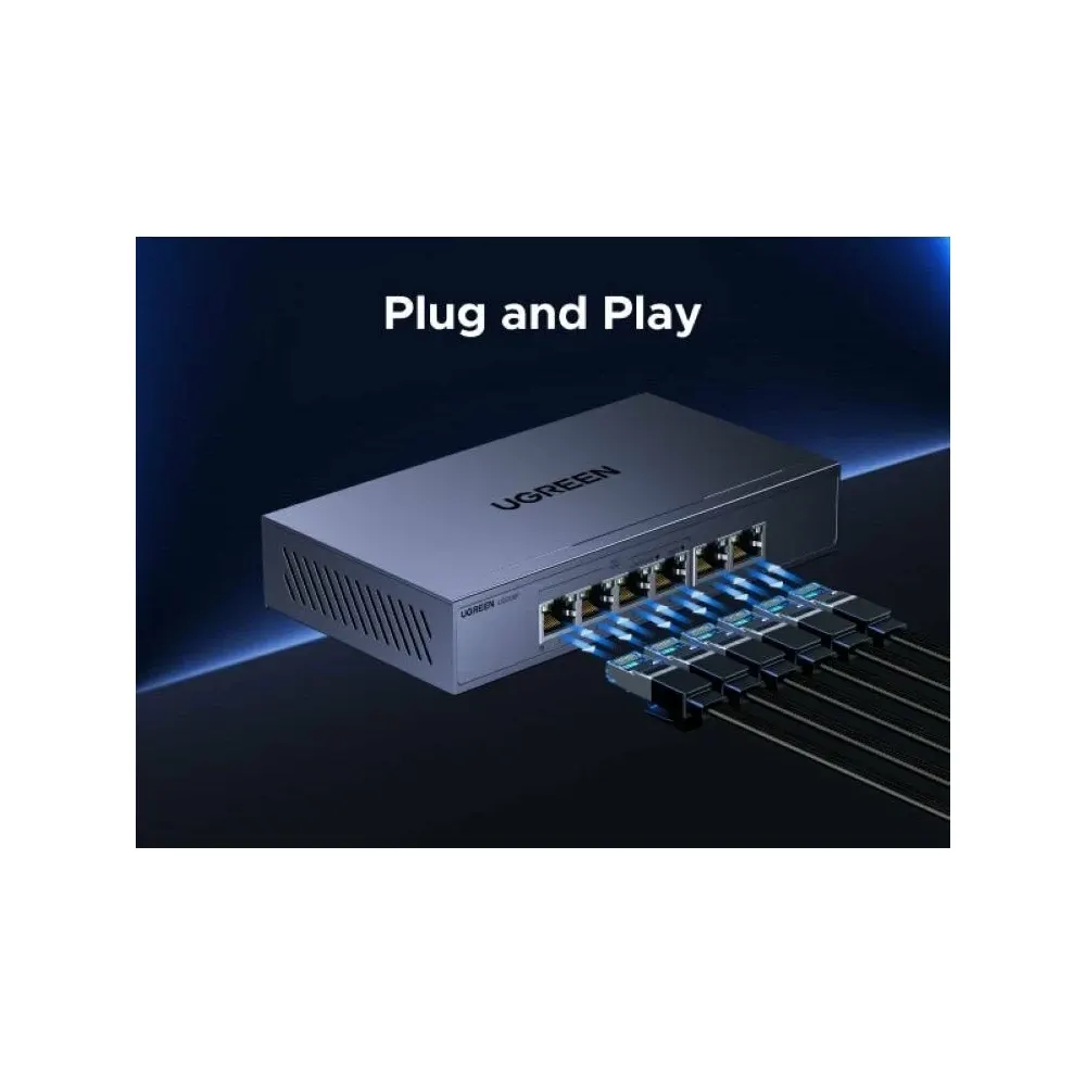 სვიჩი UGREEN CM741 (35371EU), 6-Port Gigabit, PoE+ Switch, Grey