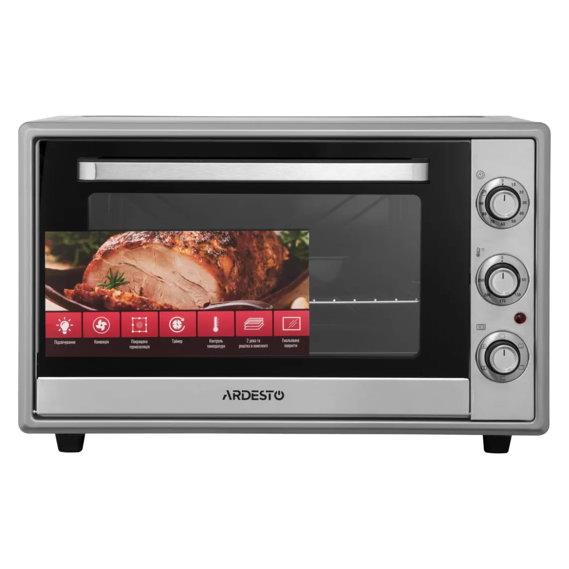 ელექტრო ღუმელი ARDESTO Electric oven, 60L, 2000W, mech., convection, double glass, grey