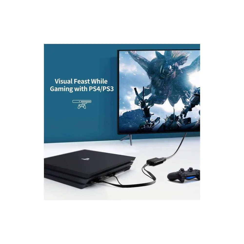 HDMI გადამყვანი UGREEN MM107 (40238), HDMI to Displayport Converter 0.5m + USB for power, Black