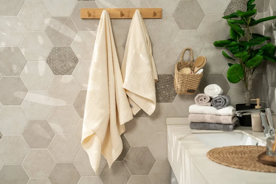 პირსახოცი Ardesto Terry towel set Lotus, 50x90cm, 70x140cm, 2pcs, 100% cotton, ivory