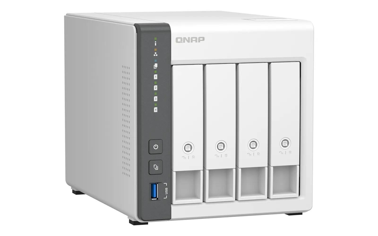 4-bay ARM 4C 2.0GHz ; 4 x SATA 6Gb/s 3.5"/2.5"; 4GB RAM on-board; 1 x GbE; 1 x 2.5GbE ; 1 x USB3.2 Gen1 and 2 x USB2.0